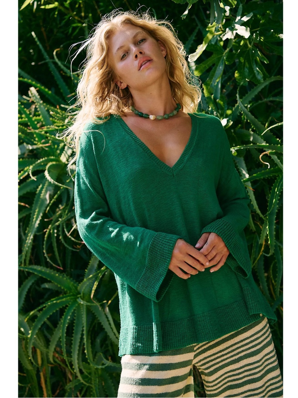 Free People Isadora Reversible Sweater Tunic in Vivid Green Size Small NWT